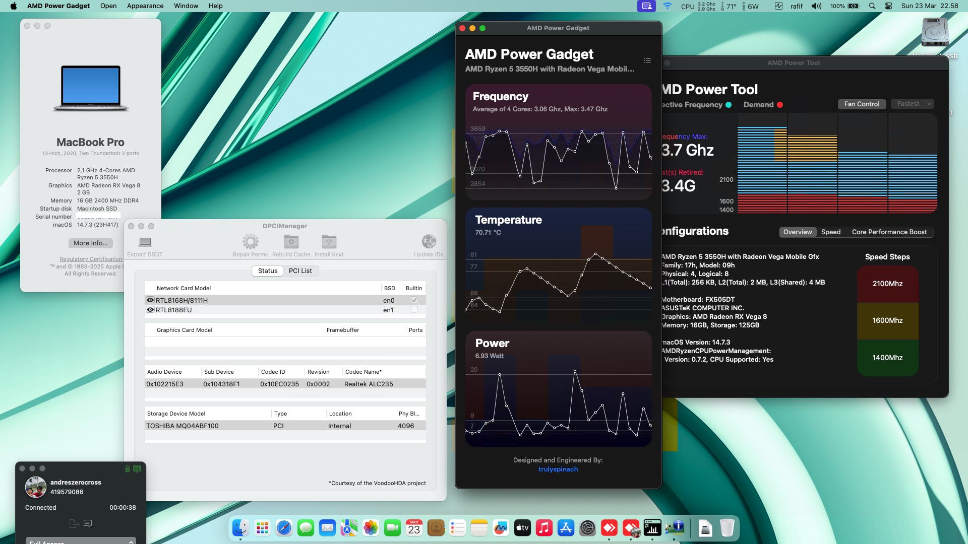 Success Hackintosh macOS Sonoma 14.7.3 Build 23H417 in Asus TUF Gaming FX505DT-R5586T